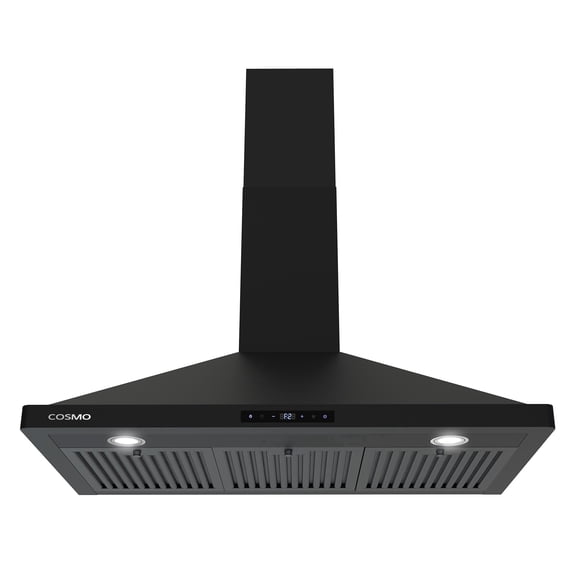 Cosmo 36 in. Vista Collection Ducted Wall Mount Range Hood, Touch Controls, LED Lights, Matte Black
