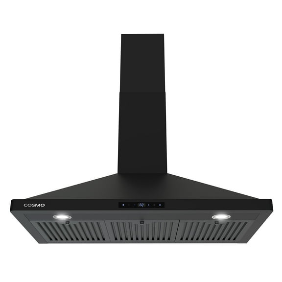 Cosmo 36 in. Vista Collection Ducted Wall Mount Range Hood, Touch Controls, LED Lights, Matte Black