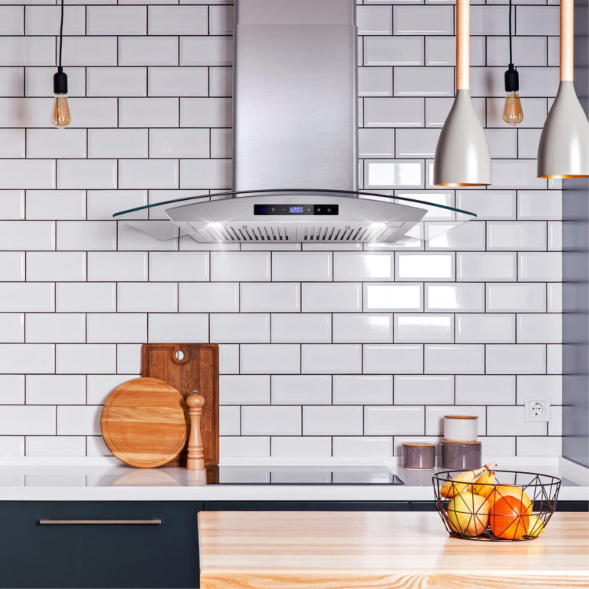 Cosmo 380 CFM Wall Mount Range Hood With Touch Controls, Stainless Steel, 30"
