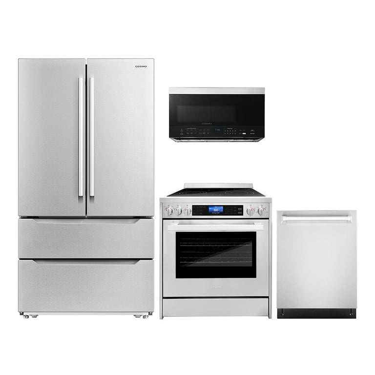 4 Piece Kitchen Package with French Door Refrigerator & 29.8 Freestanding Electric Range Cosmo COS-4PKG-146