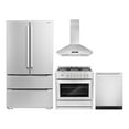 thumbnail image 1 of Cosmo 4 Piece Kitchen Appliance Package with 36" Freestanding Dual Fuel Range 36" Island Range Hood 24" Built-in Integrated Dishwasher & French Door Refrigerator Kitchen Appliance Bundles, 1 of 17