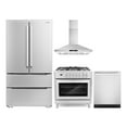 thumbnail image 1 of Cosmo 4 Piece Kitchen Appliance Package with 36" Freestanding Dual Fuel Range 36" Wall Mount Range Hood 24" Built-in Integrated Dishwasher & French Door Refrigerator Kitchen Appliance Bundles, 1 of 19