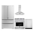 thumbnail image 1 of Cosmo 4 Piece Kitchen Appliance Package with 36" Freestanding Gas Range 36" Island Mount Range Hood 24" Built-in Integrated Dishwasher & French Door Refrigerator Kitchen Appliance Bundles, 1 of 18