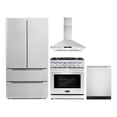 thumbnail image 1 of Cosmo 4 Piece Kitchen Appliance Packages with 30" Freestanding Gas Range 30" Wall Mount Range Hood 24" Built-in Integrated Dishwasher & French Door Refrigerator Kitchen Appliance Bundles, 1 of 18