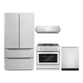 thumbnail image 1 of Cosmo 4 Piece Kitchen Appliance Packages with 36" Freestanding 220/240V Dual Fuel Range 36" Under Cabinet Mount Range Hood 24" Built-in Dishwasher & French Door Refrigerator Kitchen Appliance Bundles, 1 of 18