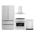 thumbnail image 1 of Cosmo 4 Piece Kitchen Appliance Packages with 36" Freestanding 220/240V Dual Fuel Range 36" Wall Mount Range Hood 24" Built-in Dishwasher & French Door Refrigerator Kitchen Appliance Bundles, 1 of 18