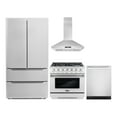 thumbnail image 1 of Cosmo 4 Piece Kitchen Appliance Packages with 36" Freestanding Dual Fuel Range 36" Island Range Hood 24" Built-in Integrated Dishwasher & French Door Refrigerator Kitchen Appliance Bundles, 1 of 17