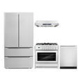 thumbnail image 1 of Cosmo 4 Piece Kitchen Appliance Packages with 36" Freestanding Gas Range 36" Under Cabinet Range Hood 24" Built-in Integrated Dishwasher & French Door Refrigerator Kitchen Appliance Bundles, 1 of 19