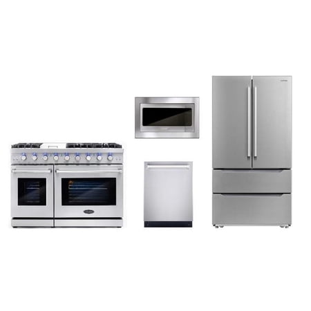 Cosmo 48 in. Gas Range & Hood & Dishwasher & Refrigerator & Microwave Set