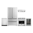 thumbnail image 1 of Cosmo 5 Piece Kitchen Appliance Package with 36" Freestanding Gas Range 36" Under Cabinet 24" Built-in Fully Integrated Dishwasher French Door Refrigerator & 48 Bottle Wine Refrigerator, 1 of 23