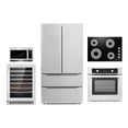 thumbnail image 1 of Cosmo 5 Piece Kitchen Appliance Package With 30" Electric Cooktop 30" Island Range Hood 24" Single Electric Wall Oven 30" Over-The-Range Microwave & French Door Refrigerator, 1 of 22