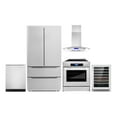 thumbnail image 1 of Cosmo 5 Piece Kitchen Appliance Packages with 30" Freestanding Electric Range 30" Island Range Hood 24" Built-in Fully Integrated Dishwasher French Door Refrigerator & 48 Bottle Wine Refrigerator, 1 of 22