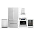 thumbnail image 1 of Cosmo 5 Piece Kitchen Appliance Packages with 30" Freestanding Electric Range 30" Wall Mount Range Hood 24" Built-in Fully Integrated Dishwasher French Door Refrigerator & 48 Bottle Wine Refrigerator, 1 of 23