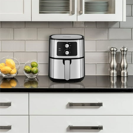 Cosmo COS-58AFAKSS 5.8 Quart Electric Hot Air Fryer with Temperature Control, Timer, Non-Stick Frying Tray, 1400W