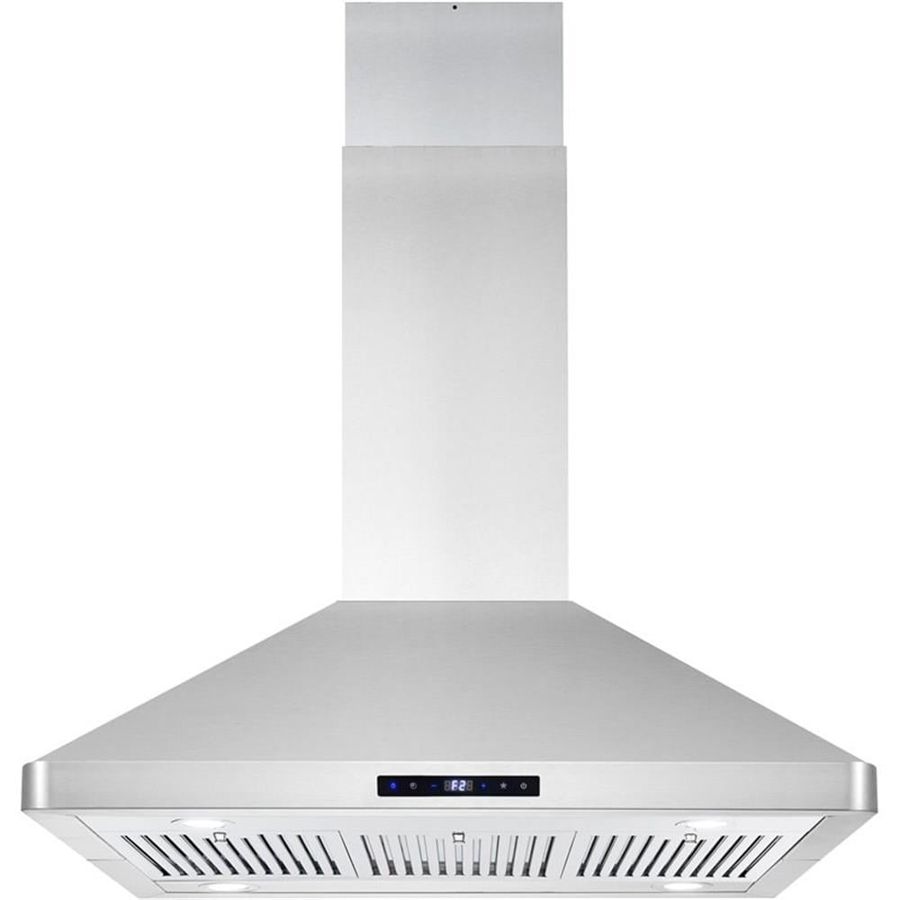 36-Inch Stainless Steel Convertible Island Range Hood with LED Lights
