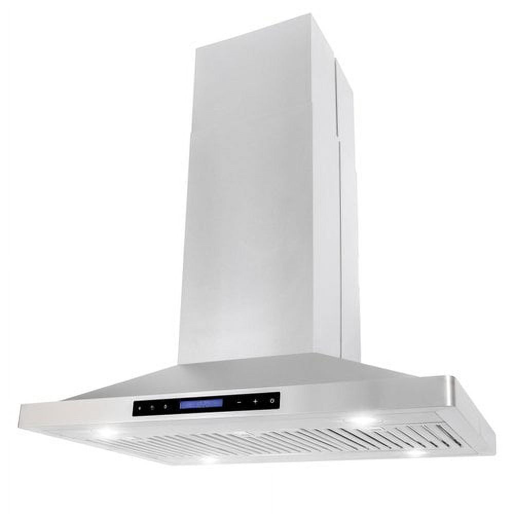36-Inch Stainless Steel Convertible Island Range Hood with LED Lights