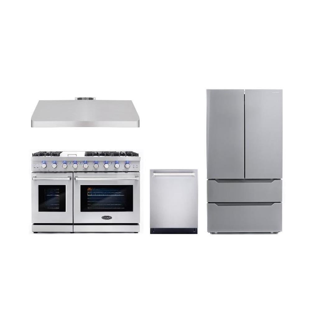 Cosmo COS-EPGR486G 48" Gas Range & Range Hood & Dishwasher & Refrigerator Set