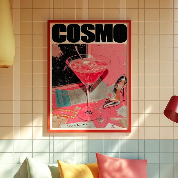 Cosmo Cocktail Glam Pink Bar Wall Art Poster Unframed Paper Print