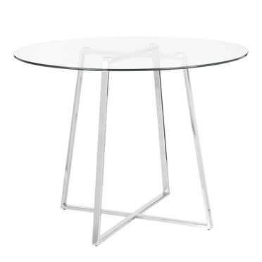 Cosmo Contemporary/Glam Dining Table in Chrome and Clear Tempered Glass Top by LumiSource