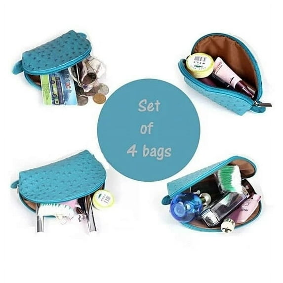 Cosmo Cosmetic Faux Ostrich Exotic Travel Cases Set of 4