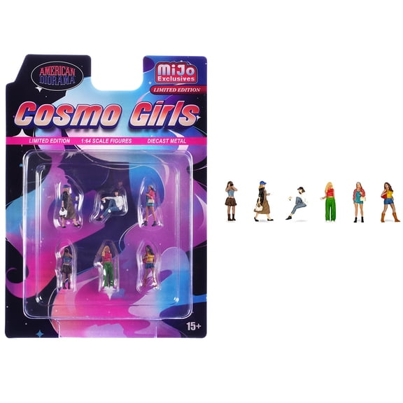 "Cosmo Girls" 6 piece Diecast Figure Set (6 Figures) Limited Edition for 1/64 Scale Models by American Diorama