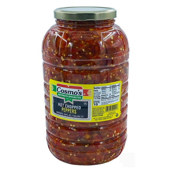 Cosmo's Hot Chopped Peppers | Kosher | 1 Gallon