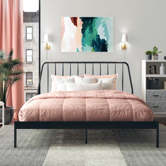 CosmoLiving Anastasia Metal Bed, King Size Frame, Black