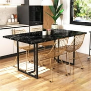 CosmoLiving Astor Dining Table, Black Marble Top with Black Legs