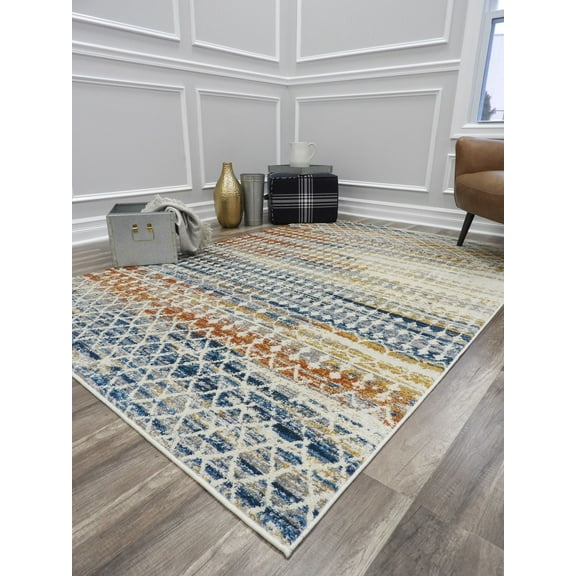 Rugs America Amelie TA20A Tribal Harvest abstract vintage ivory Area Rug, 5'x7'