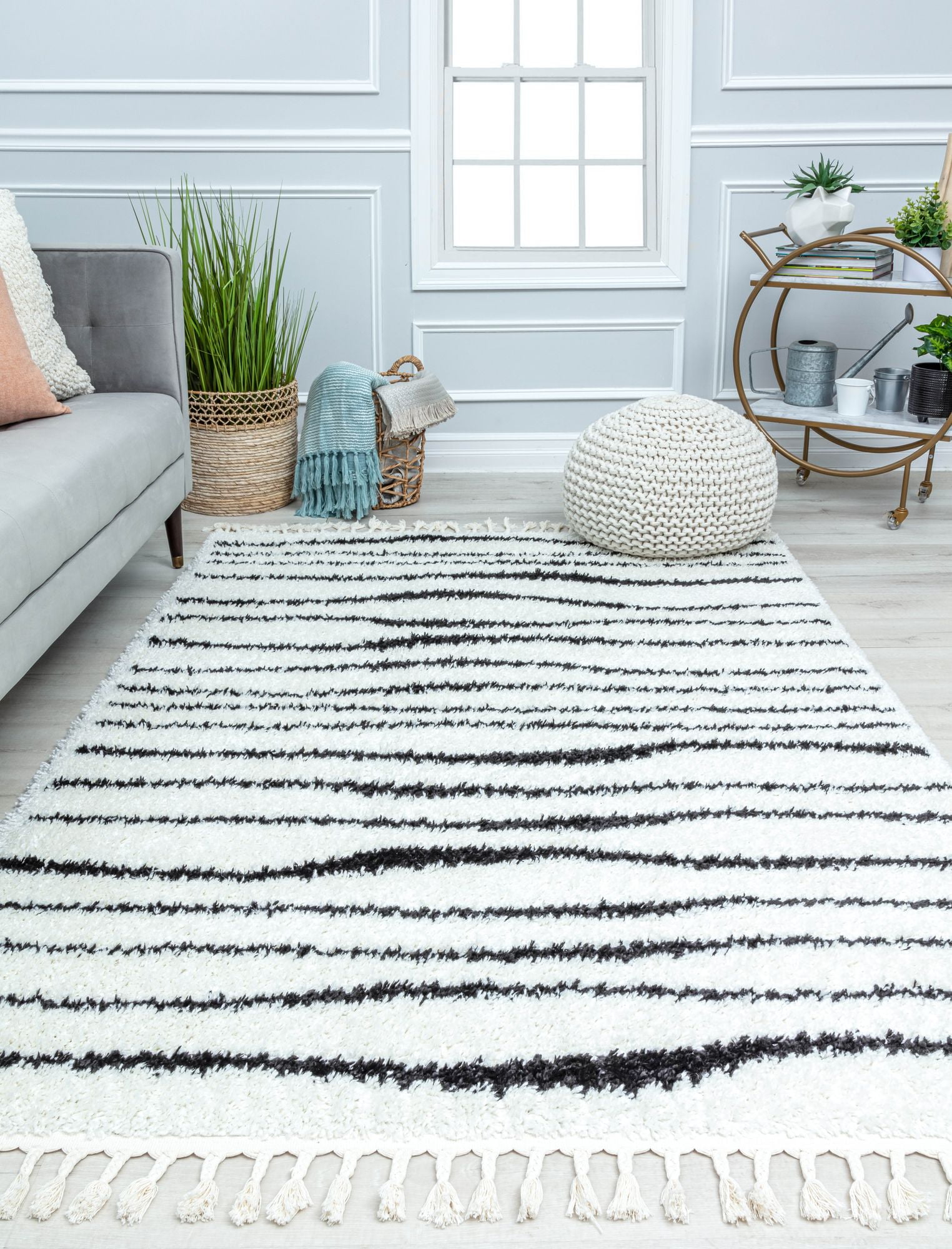 Free Shipping! CosmoLiving by Cosmopolitan Striped Abstract Shag Rug ...