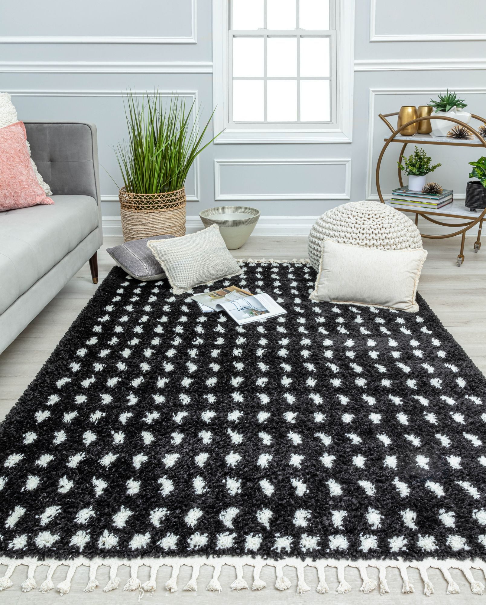 Rugs America BT15A Secret Moment Dots Modern Black Area Rug, 2'6" x 8'