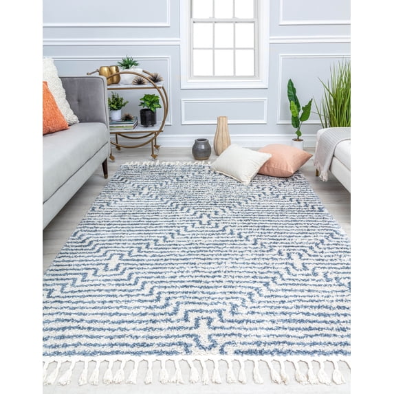 Rugs America BT20B Slowburn Stripe/Diamond Modern White Area Rug, 2'6" x 4'