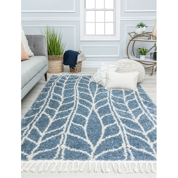 Rugs America BT25B Sky Vine Geometric Modern Blue Area Rug, 2'6" x 8'