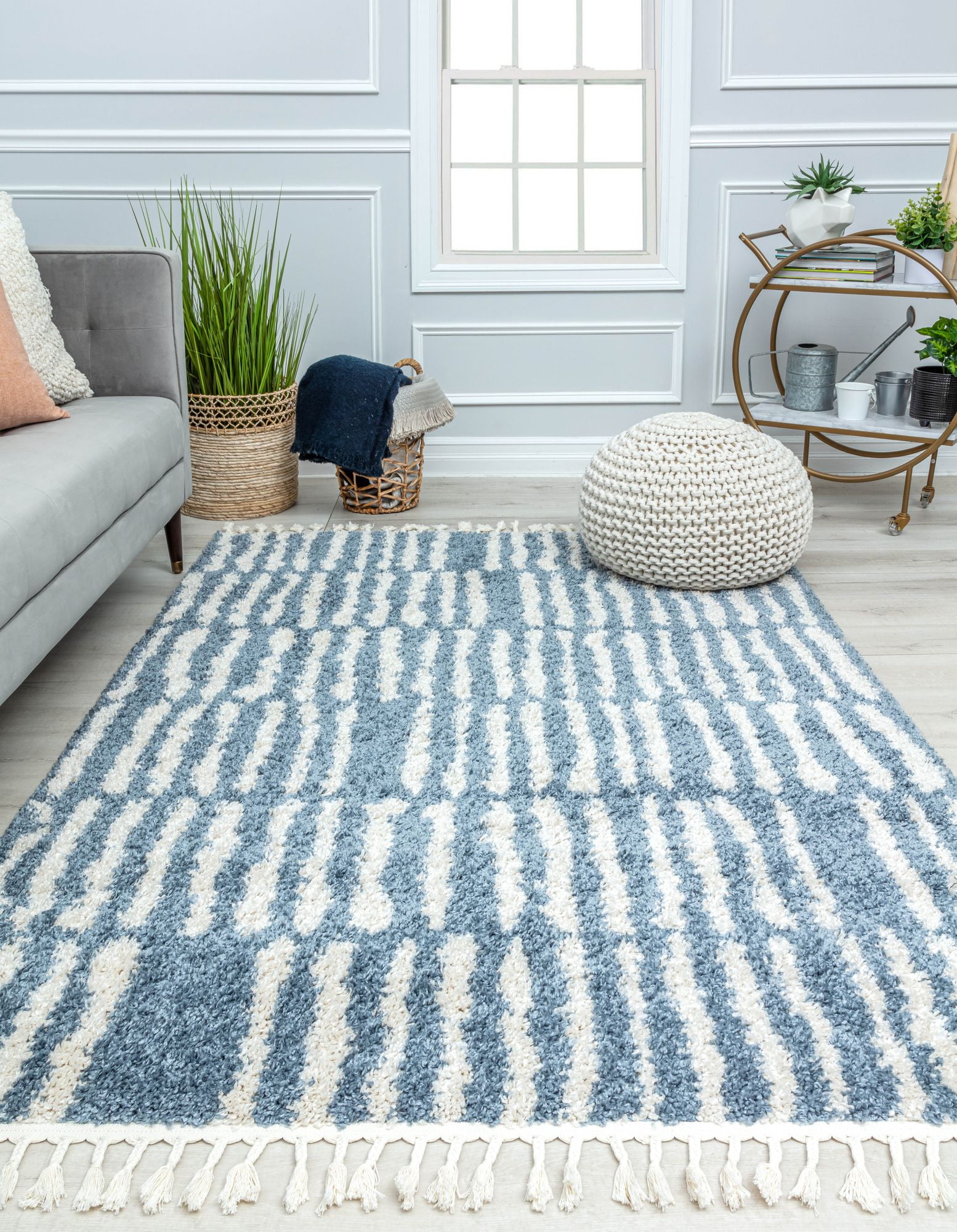 Bt127 Rug CosmoLiving Waters Geometric/Stripe Blue Area Rug - 26 x 4 - Walmart.com