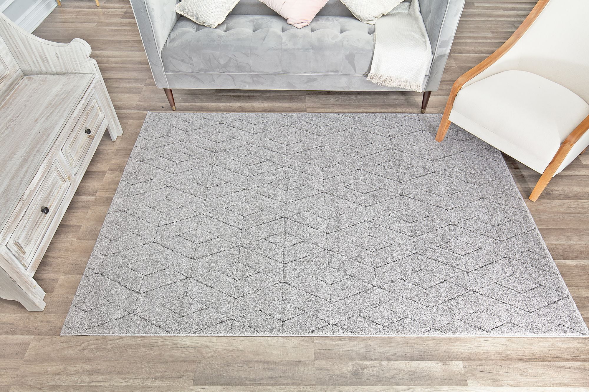 Cadence 5' x 7' Geometric Gray Synthetic Area Rug