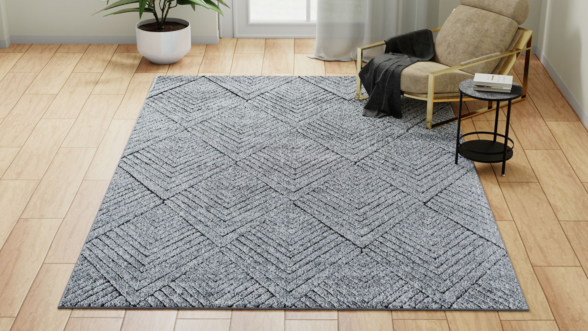 Area Rug 2d Rugs America Chanai CN30B Contemporary Geometric 2'x8' Area Rug ...