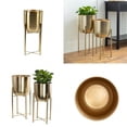 thumbnail image 1 of CosmoLiving By Cosmopolitan Metal Indoor Outdoor Planter Dome Large Planter Pot With Removable Stand Set Of 2 Planters 19 22H Gold, 1 of 8