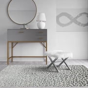 Rugs America Natura HZ50A Snow Leopard Animal Contemporary White Area Rug, 8x10