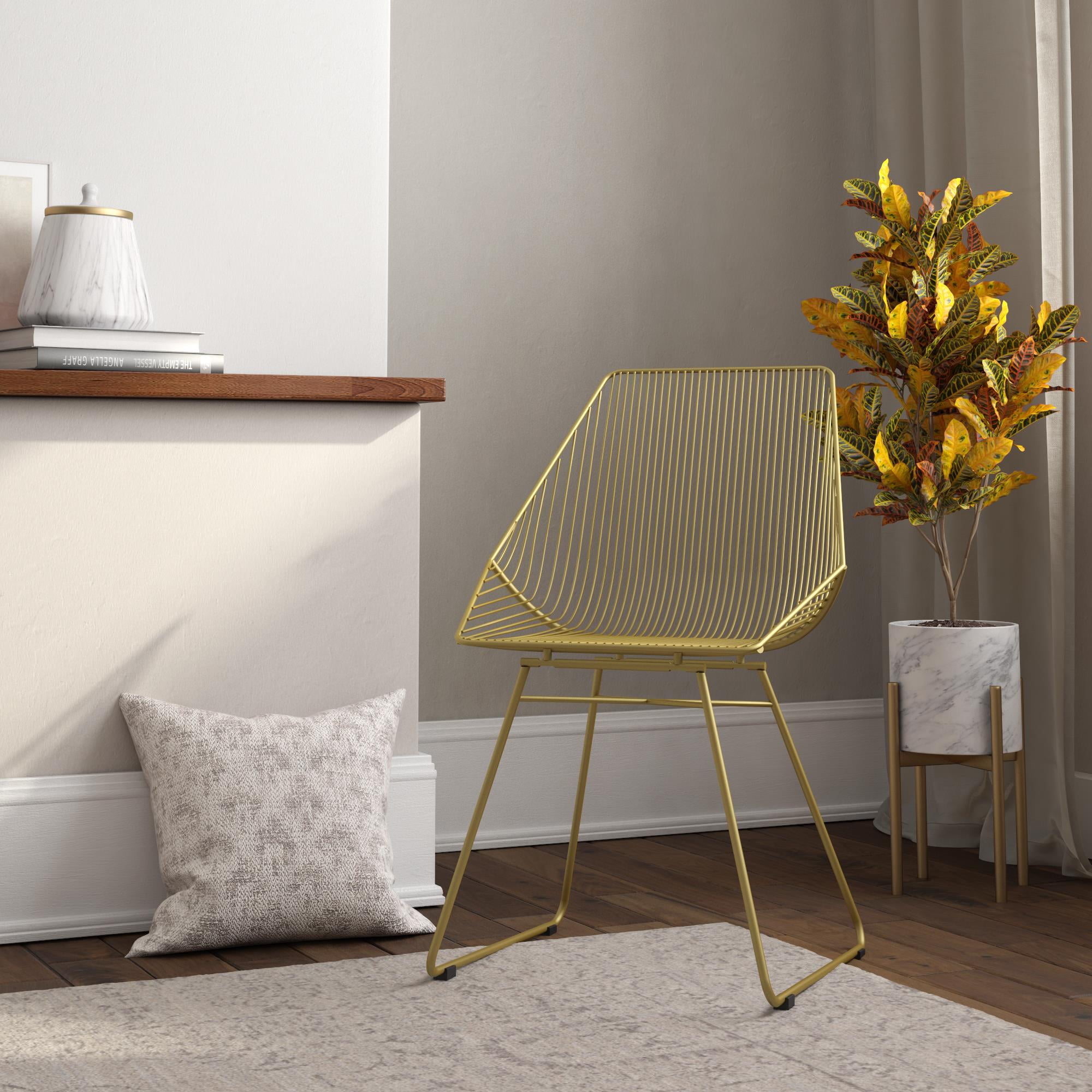 CosmoLiving Ellis Modern Metal Accent Chair Gold Metal