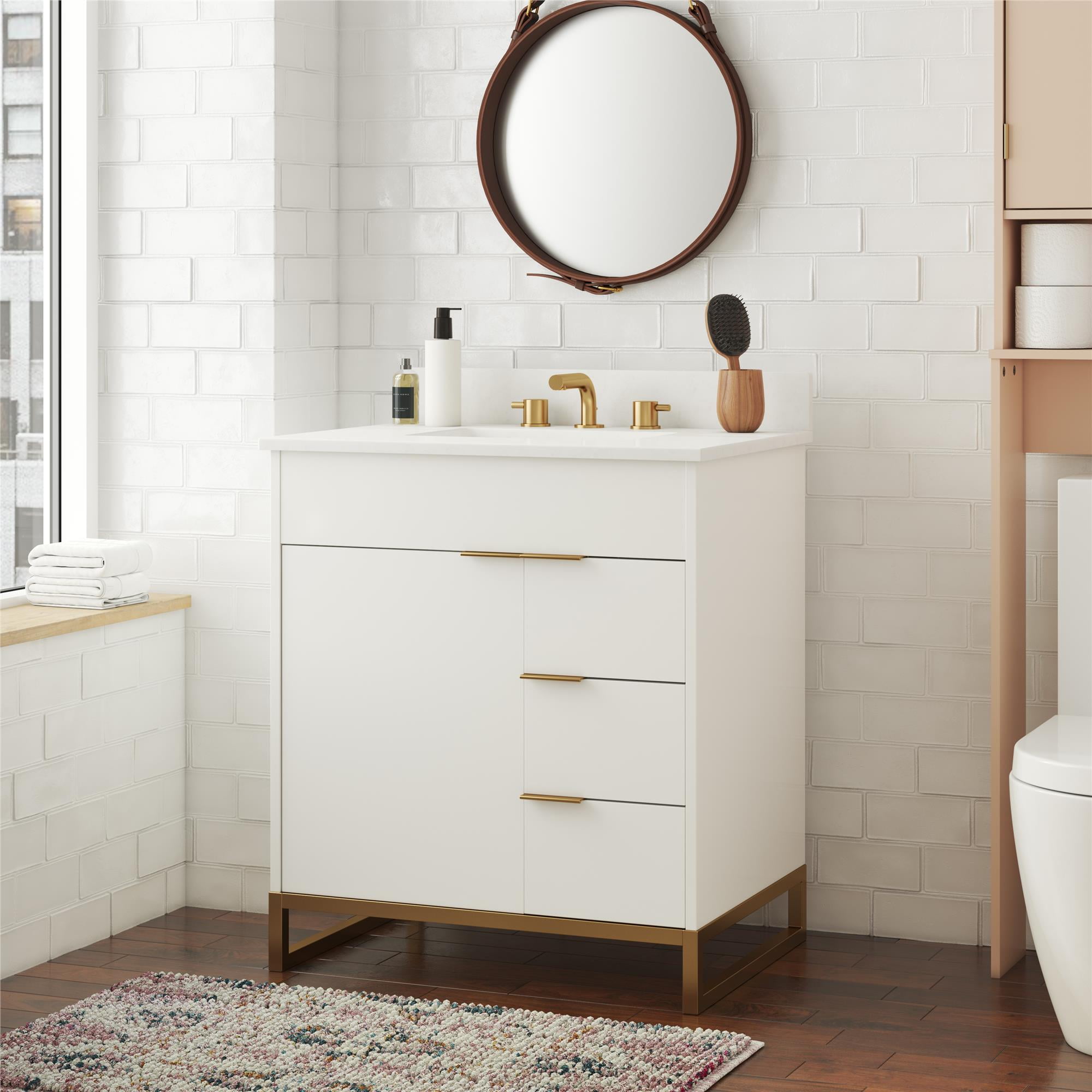 DHP Gwyneth Closet with Vanity in White and Gold