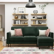 CosmoLiving Strummer Reversible Sectional Sofa Couch, Green Velvet