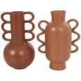 thumbnail image 1 of CosmoLiving by Cosmopolitan 11", 12"H Orange Ceramic Vase with Varying Shapes and Wavy Handles, Set of 2, 1 of 12