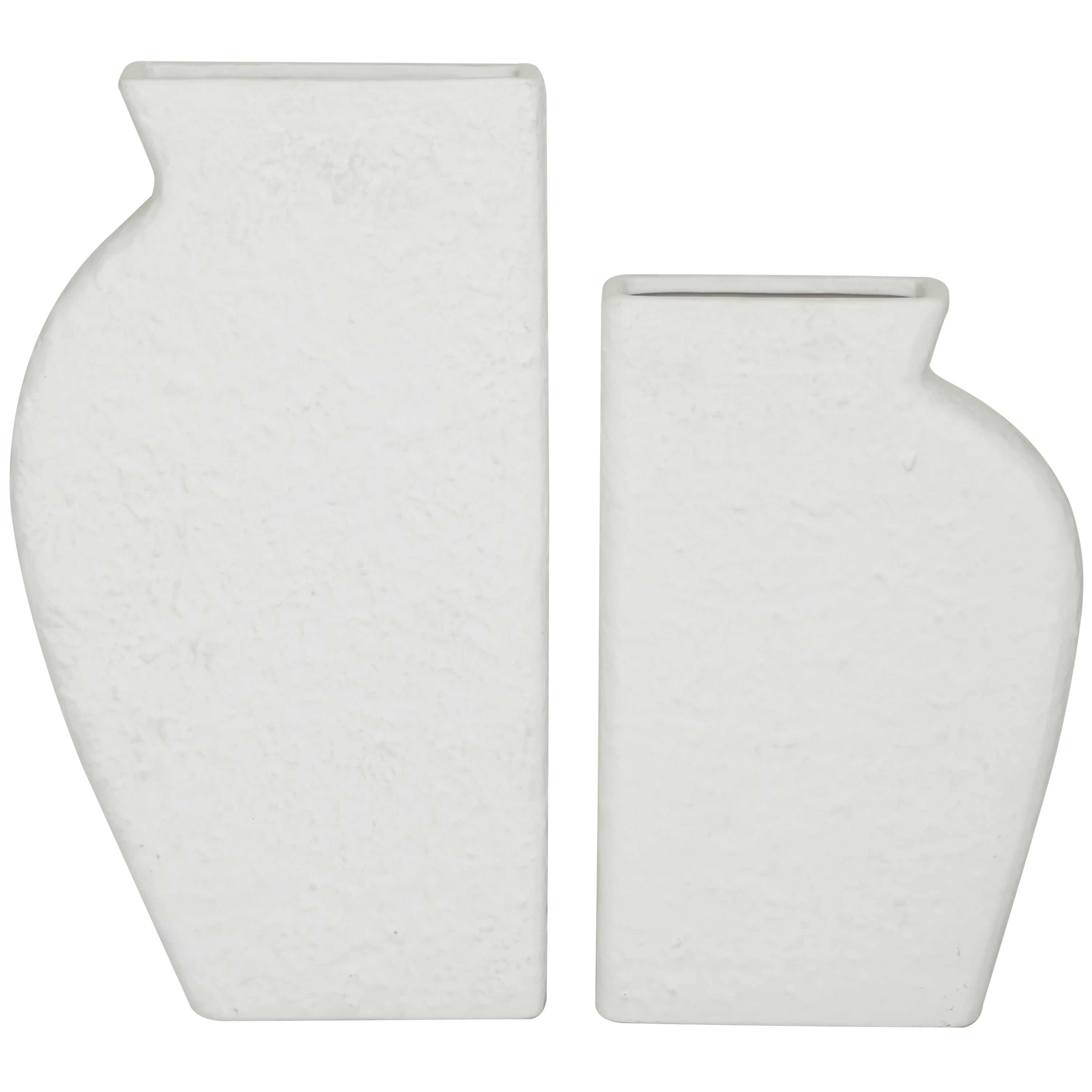 CosmoLiving by Cosmopolitan 11", 14"H Textured White Ceramic Vase, Set of 2