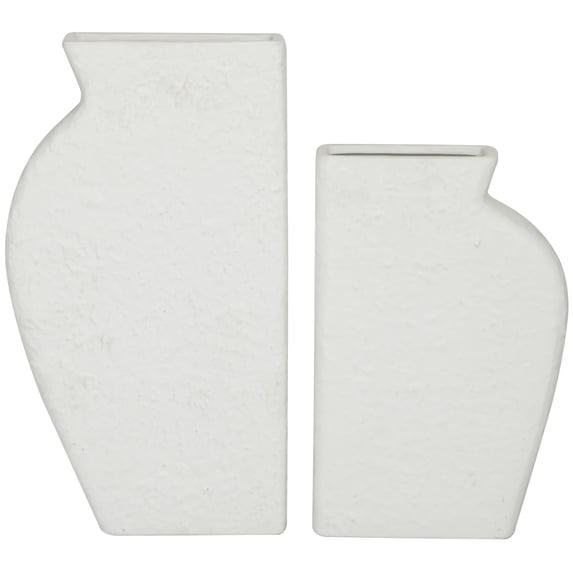CosmoLiving by Cosmopolitan 11", 14"H Textured White Ceramic Vase, Set of 2