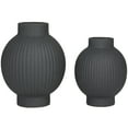 thumbnail image 1 of CosmoLiving by Cosmopolitan 11", 9"H Ribbed Black Ceramic Vase, Set of 2, 1 of 7