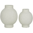 thumbnail image 1 of CosmoLiving by Cosmopolitan 11", 9"H Ribbed White Ceramic Vase, Set of 2, 1 of 7