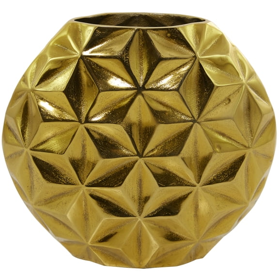 CosmoLiving by Cosmopolitan 11" Geometric Faceted Gold Aluminum Vase