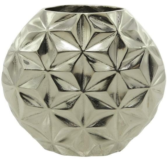 CosmoLiving by Cosmopolitan 11" Geometric Faceted Silver Aluminum Vase