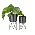 thumbnail image 1 of CosmoLiving by Cosmopolitan 12", 10"H Black Metal Planter with Removable Stand (2 Count), 1 of 9