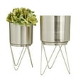 thumbnail image 1 of CosmoLiving by Cosmopolitan 12", 11"H Silver Metal Planter with Removable Stand (2 Count), 1 of 8
